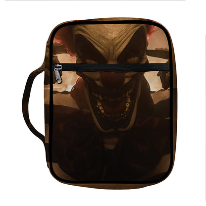 Scary Clown Print Front Pocket Bible Bag