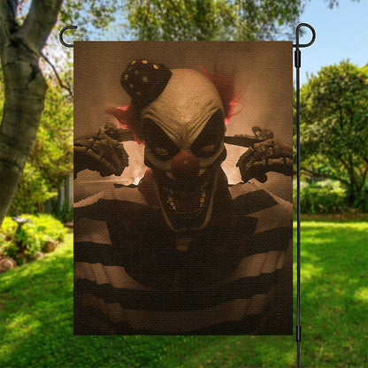 Scary Clown Print Garden Flag