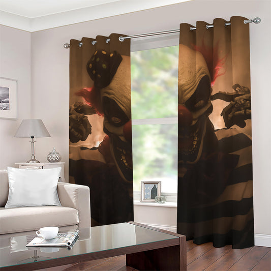 Scary Clown Print Grommet Curtains
