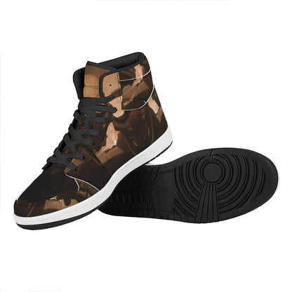Scary Clown Print High Top Leather Sneakers