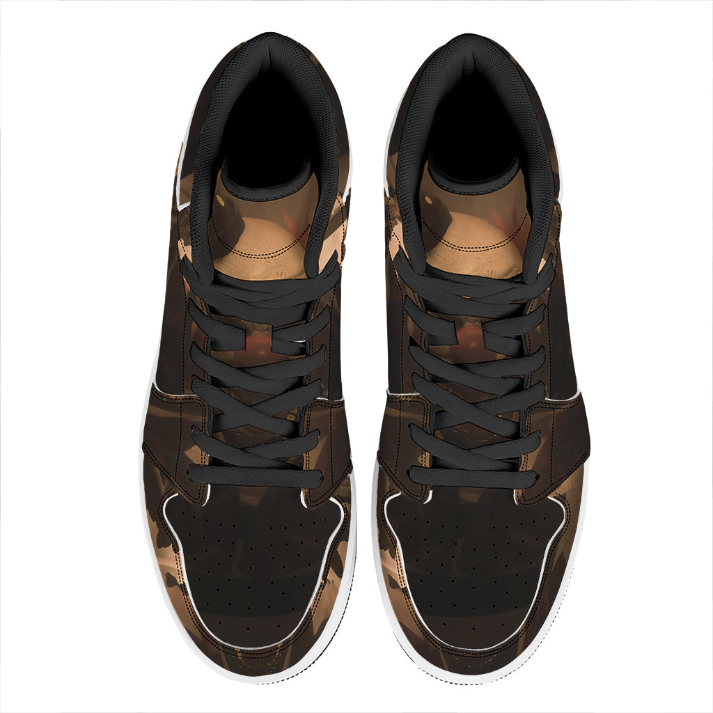 Scary Clown Print High Top Leather Sneakers