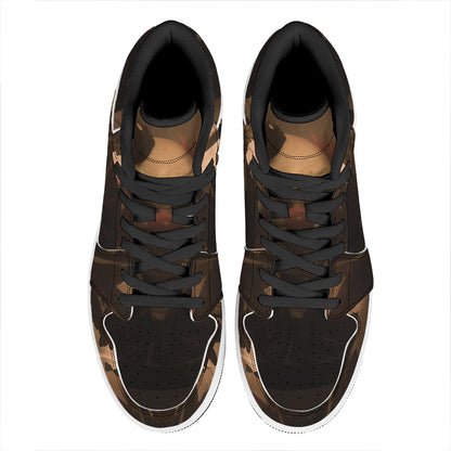 Scary Clown Print High Top Leather Sneakers