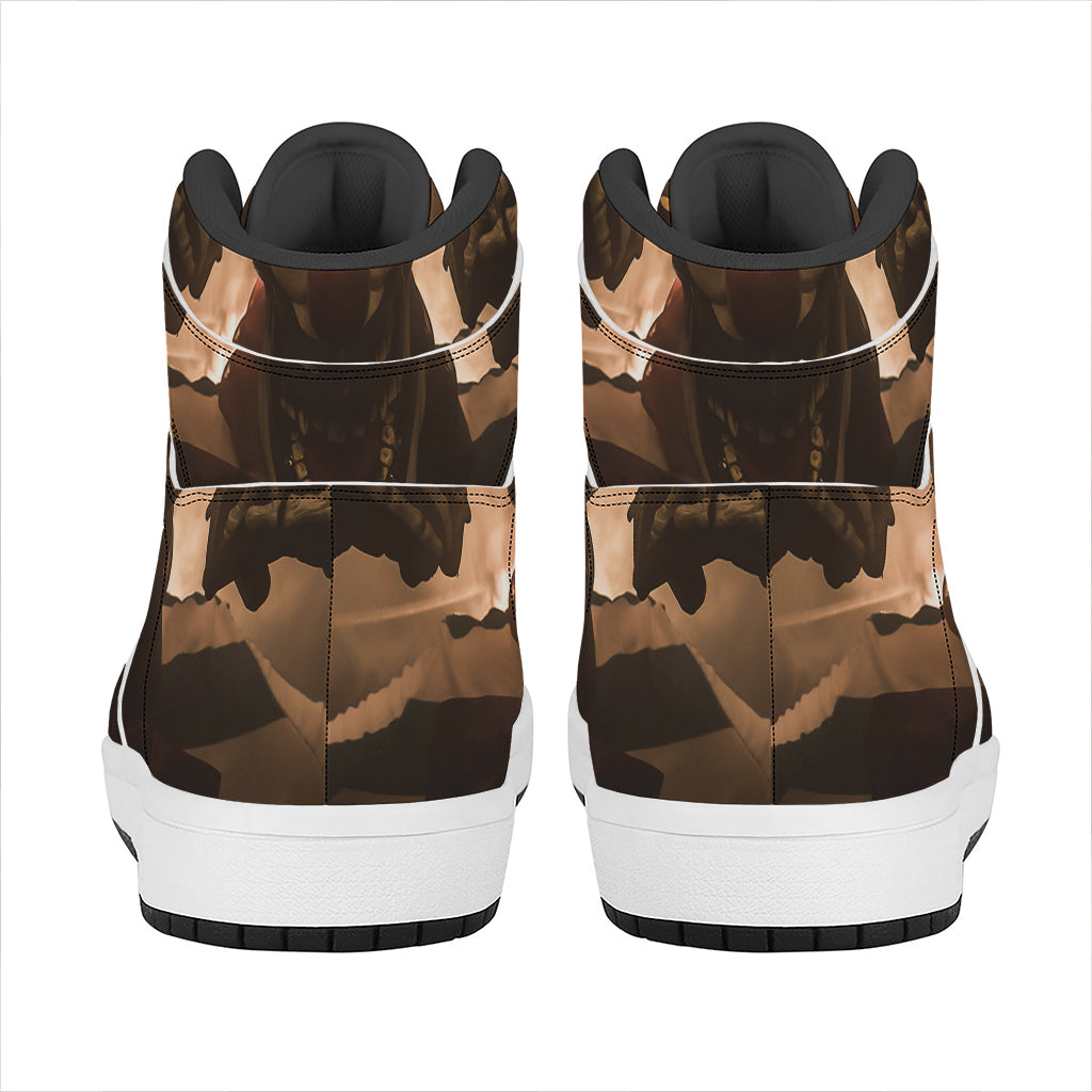 Scary Clown Print High Top Leather Sneakers