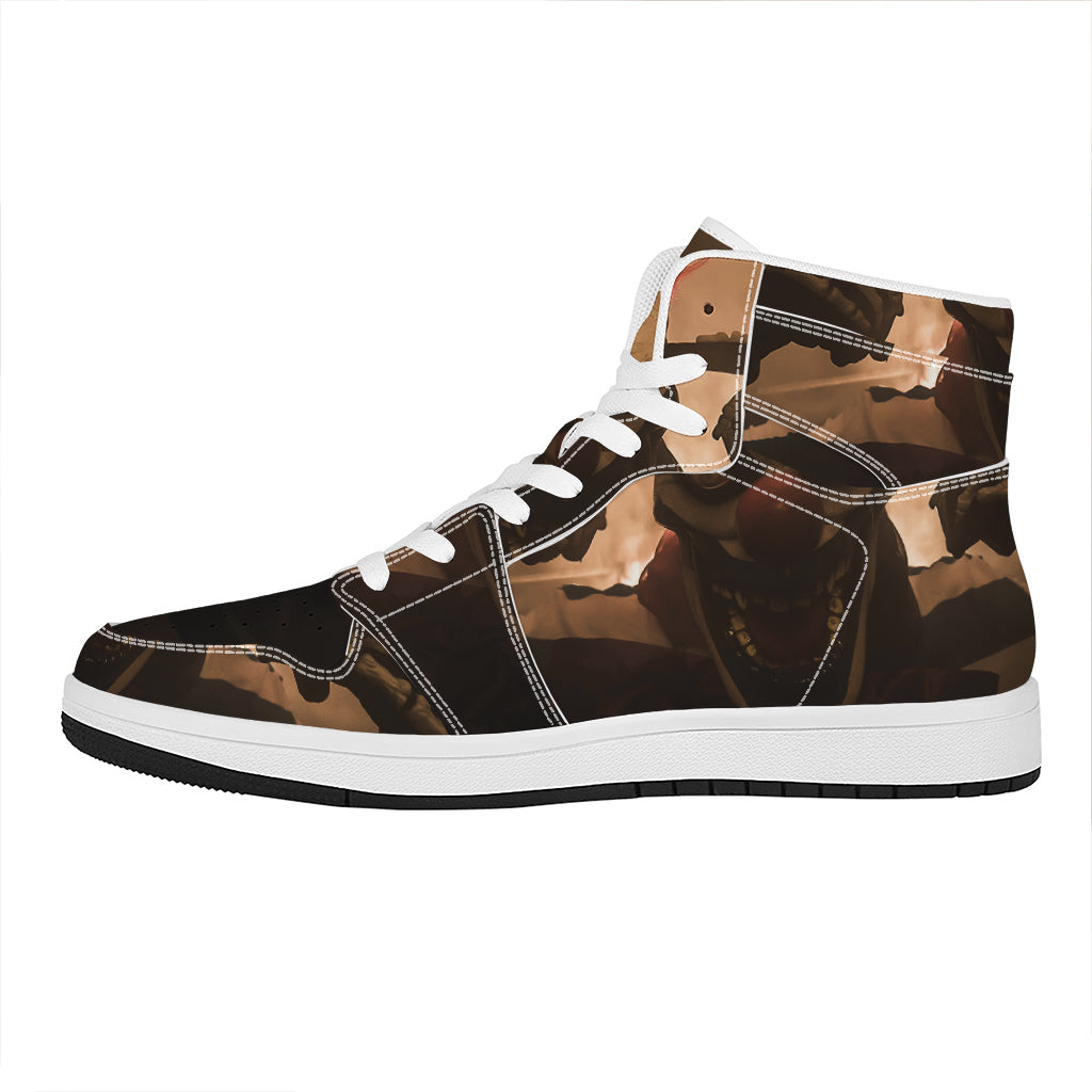Scary Clown Print High Top Leather Sneakers