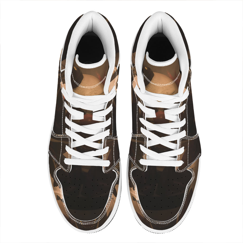 Scary Clown Print High Top Leather Sneakers