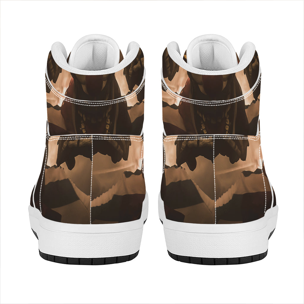 Scary Clown Print High Top Leather Sneakers