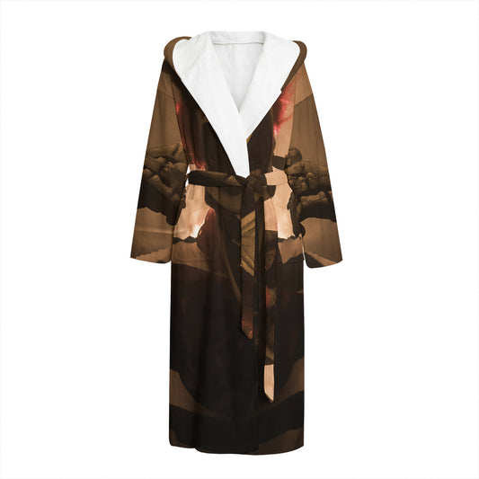 Scary Clown Print Hooded Bathrobe