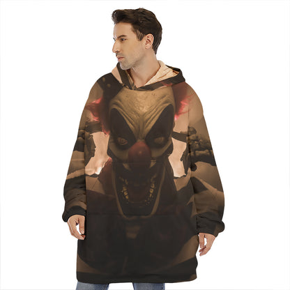 Scary Clown Print Hoodie Blanket