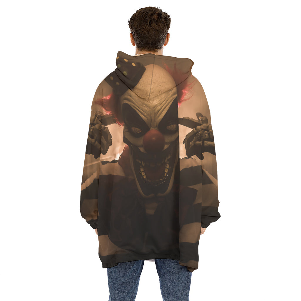 Scary Clown Print Hoodie Blanket