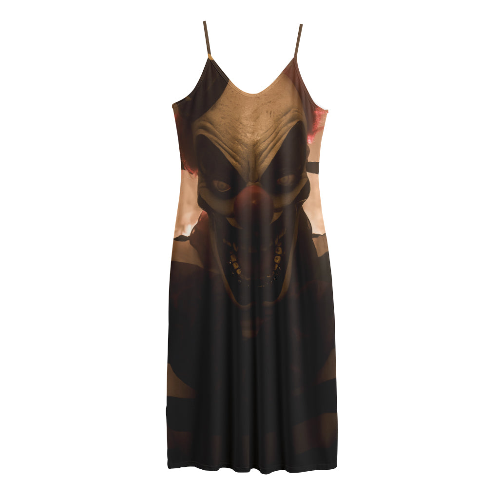 Scary Clown Print Jersey Midi Cami Dress