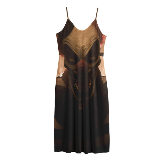 Scary Clown Print Jersey Midi Cami Dress