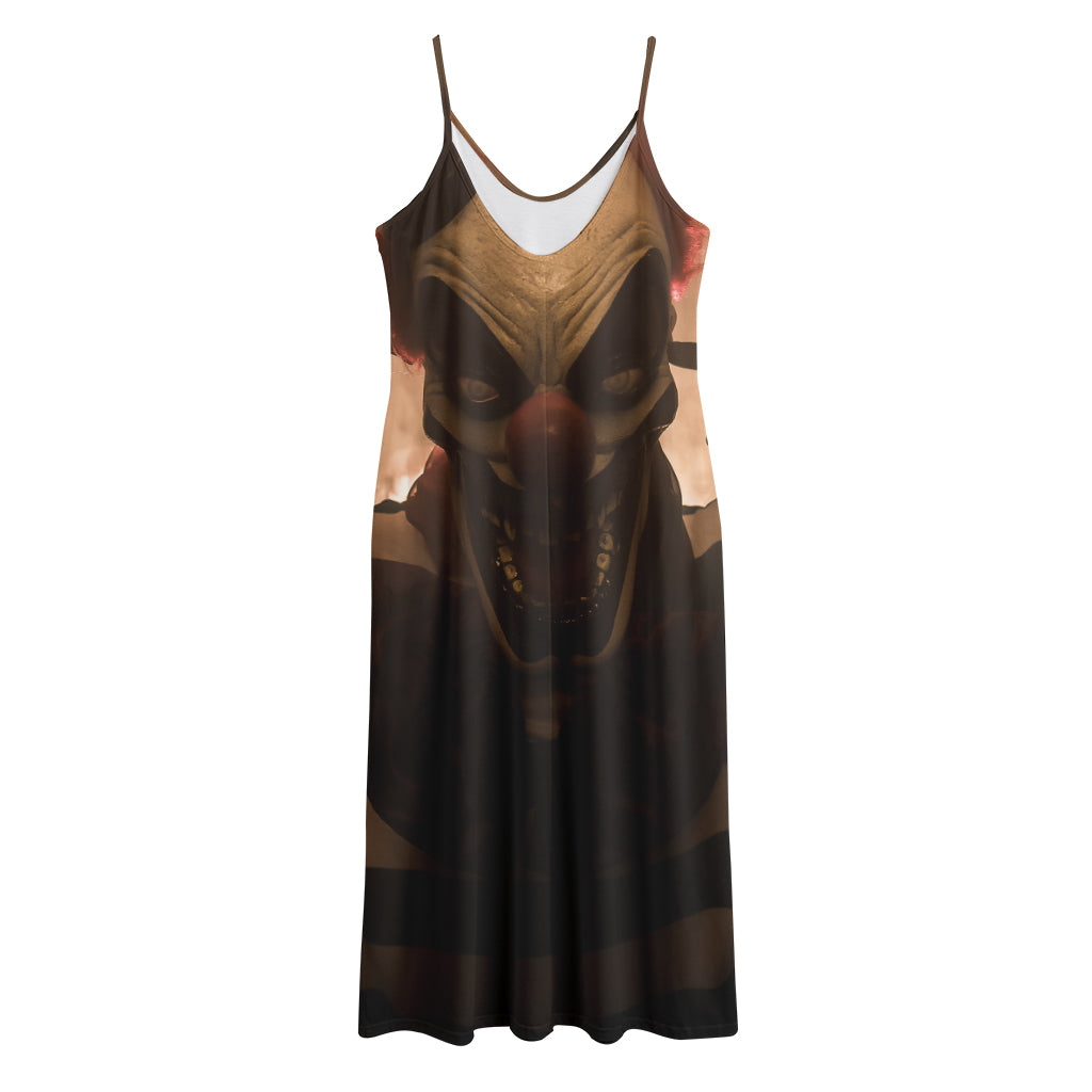Scary Clown Print Jersey Midi Cami Dress