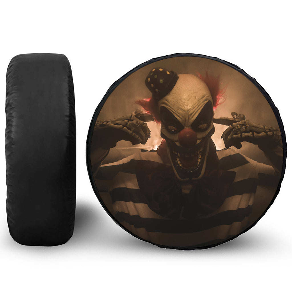 Scary Clown Print Leather Spare Tire Cover