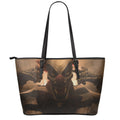 Scary Clown Print Leather Tote Bag With Zipper