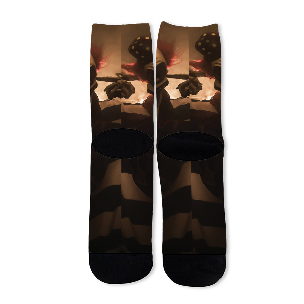 Scary Clown Print Long Socks