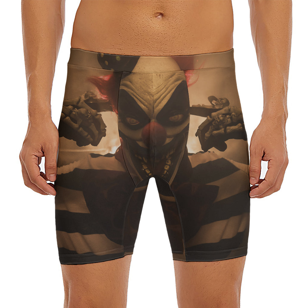 Scary Clown Print Men's Long Boxer Briefs