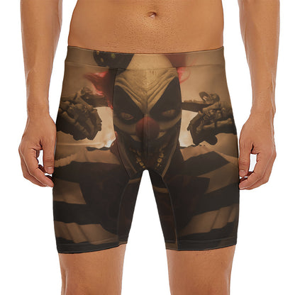 Scary Clown Print Men's Long Boxer Briefs