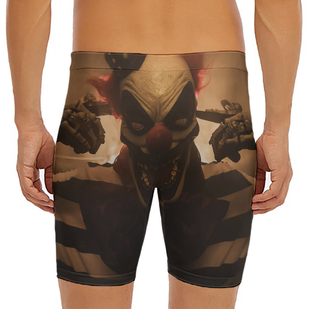 Scary Clown Print Men's Long Boxer Briefs