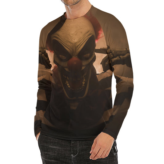 Scary Clown Print Men's Long Sleeve Rash Guard