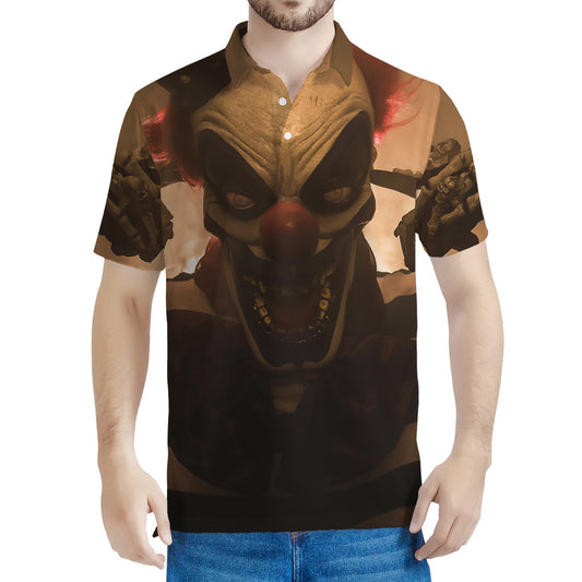 Scary Clown Print Men's Polo Shirt
