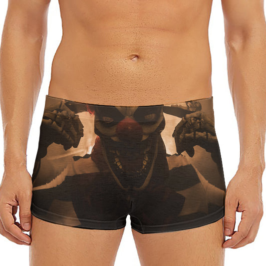 Scary Clown Print Men's Short Boxer Briefs