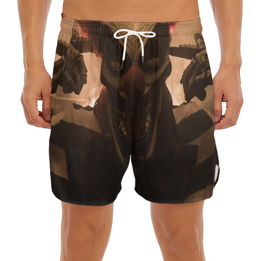 Scary Clown Print Men's Split Running Shorts