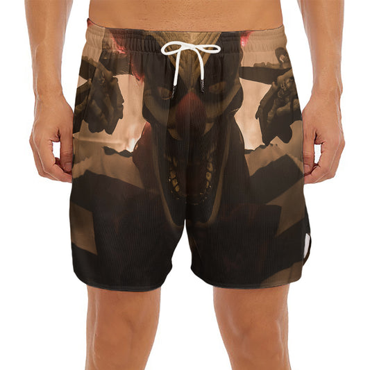 Scary Clown Print Men's Split Running Shorts