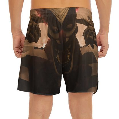 Scary Clown Print Men's Split Running Shorts