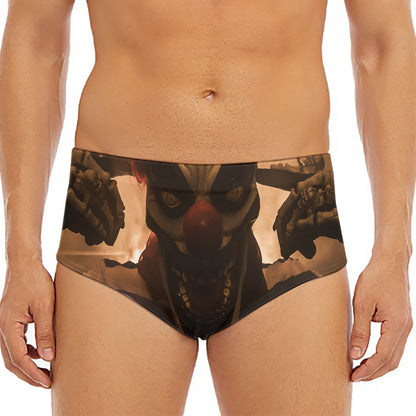 Scary Clown Print Men's Triangle Swim Briefs