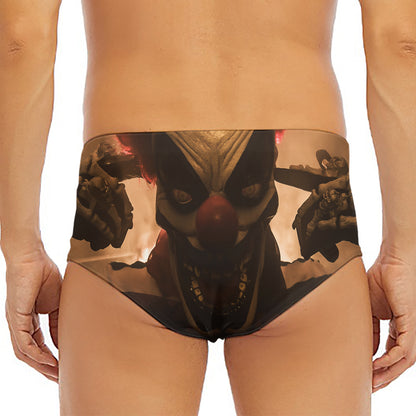 Scary Clown Print Men's Triangle Swim Briefs