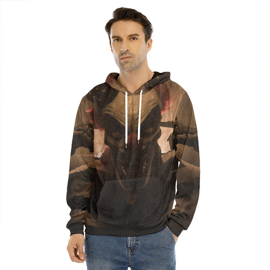 Scary Clown Print Men's Velvet Pullover Hoodie
