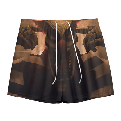 Scary Clown Print Mesh Shorts