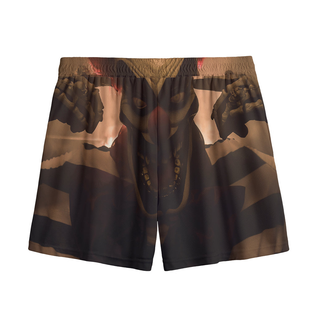 Scary Clown Print Mesh Shorts
