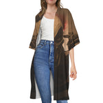 Scary Clown Print Open Front Beach Cover Up