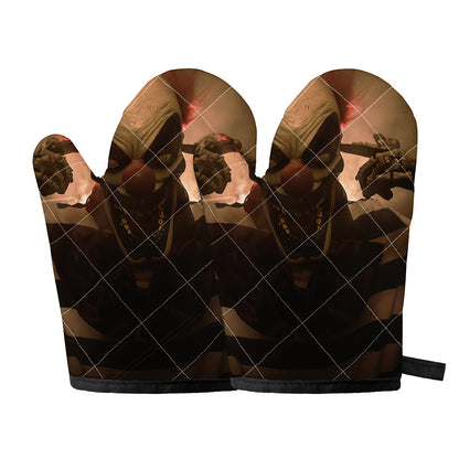 Scary Clown Print Oven Mitts