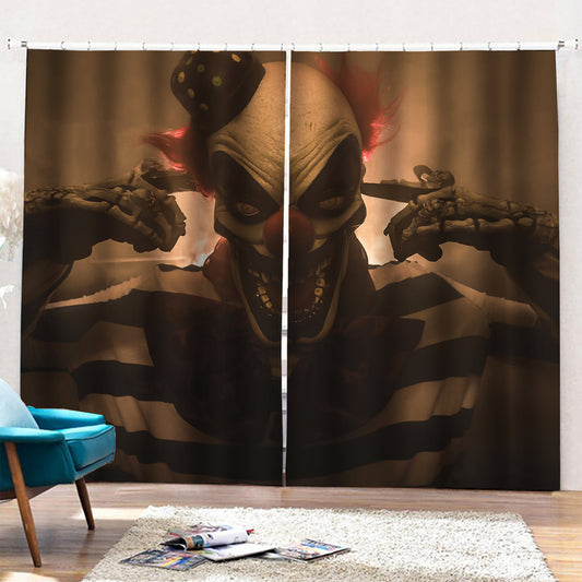Scary Clown Print Pencil Pleat Curtains