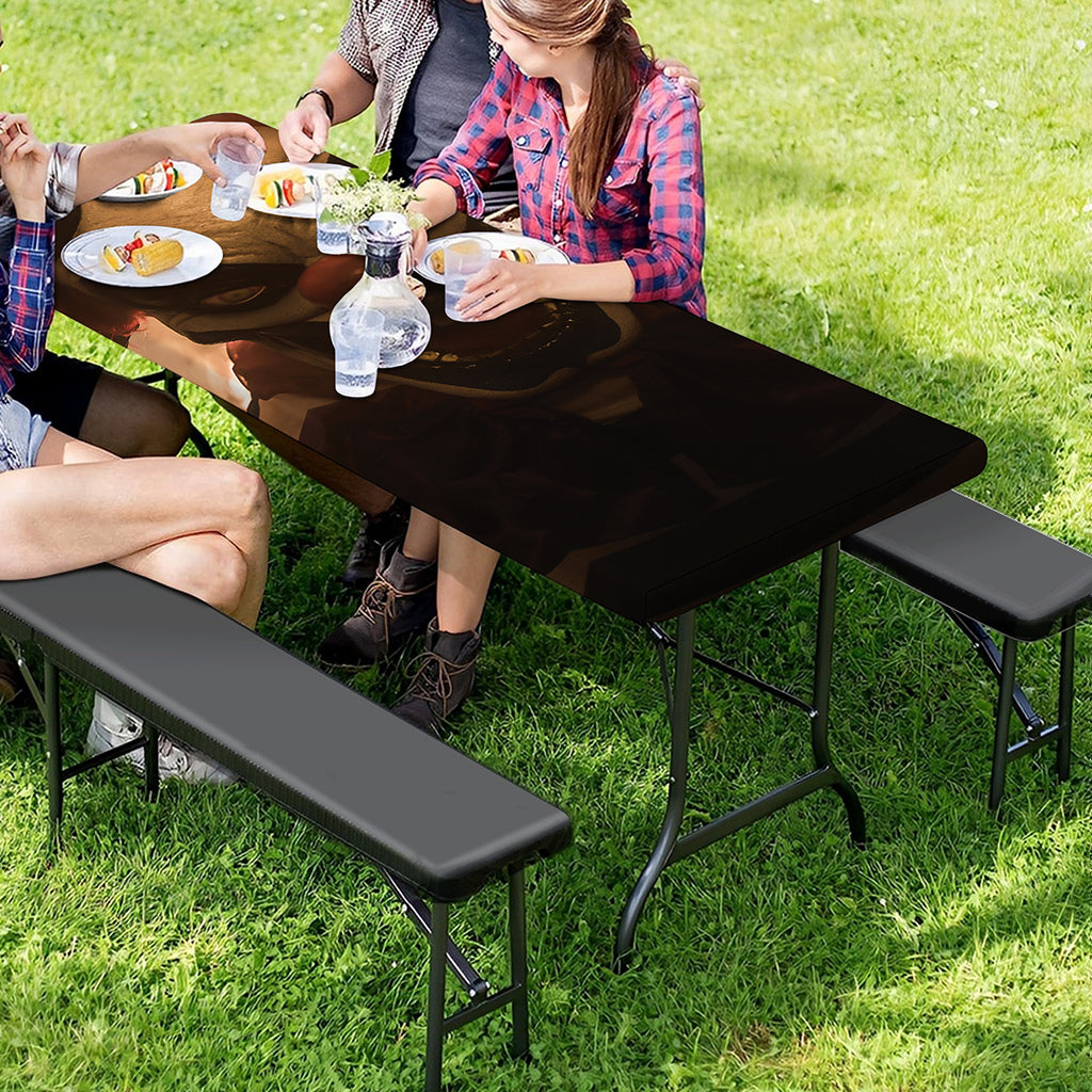 Scary Clown Print Picnic Table Cover