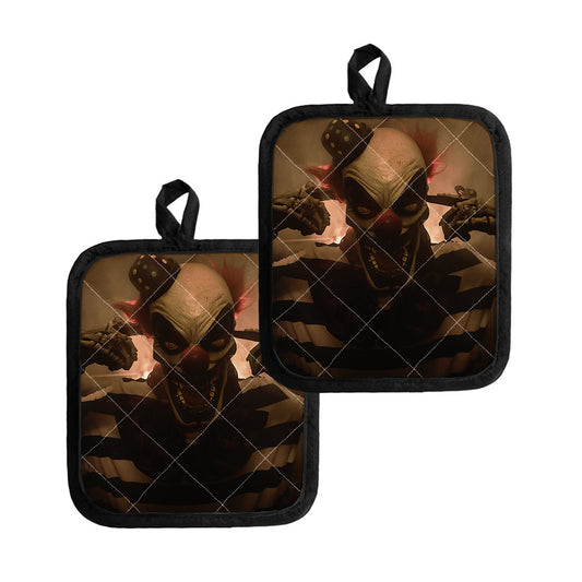 Scary Clown Print Pot Holders