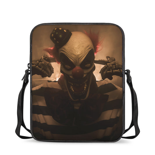 Scary Clown Print Rectangular Crossbody Bag