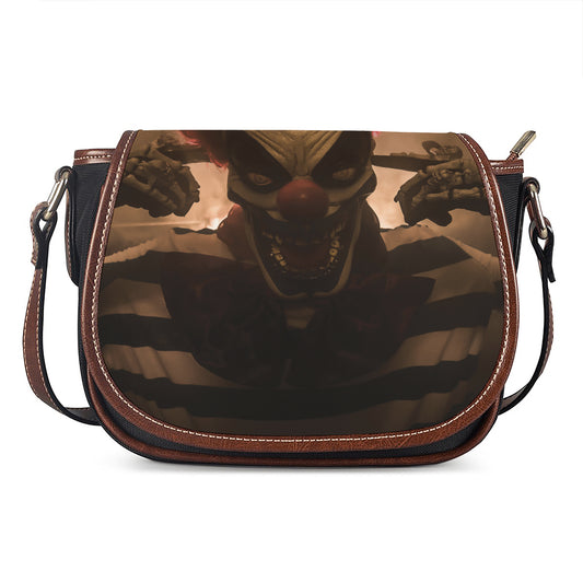 Scary Clown Print Saddle Bag