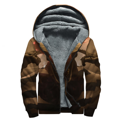 Scary Clown Print Sherpa Lined Zip Up Hoodie