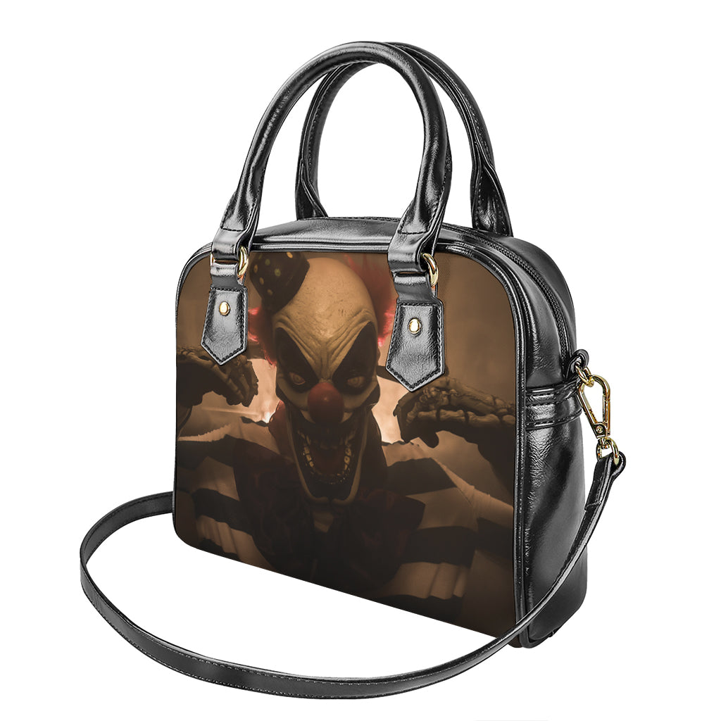 Scary Clown Print Shoulder Handbag