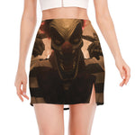 Scary Clown Print Side Slit Mini Skirt