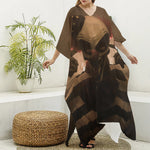 Scary Clown Print Silk V-Neck Kaftan Dress