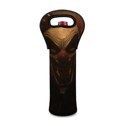 Scary Clown Print Single Neoprene Wine Tote