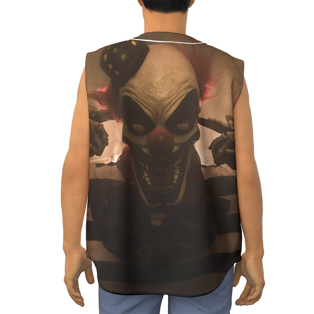 Scary Clown Print Sleeveless Baseball Jersey