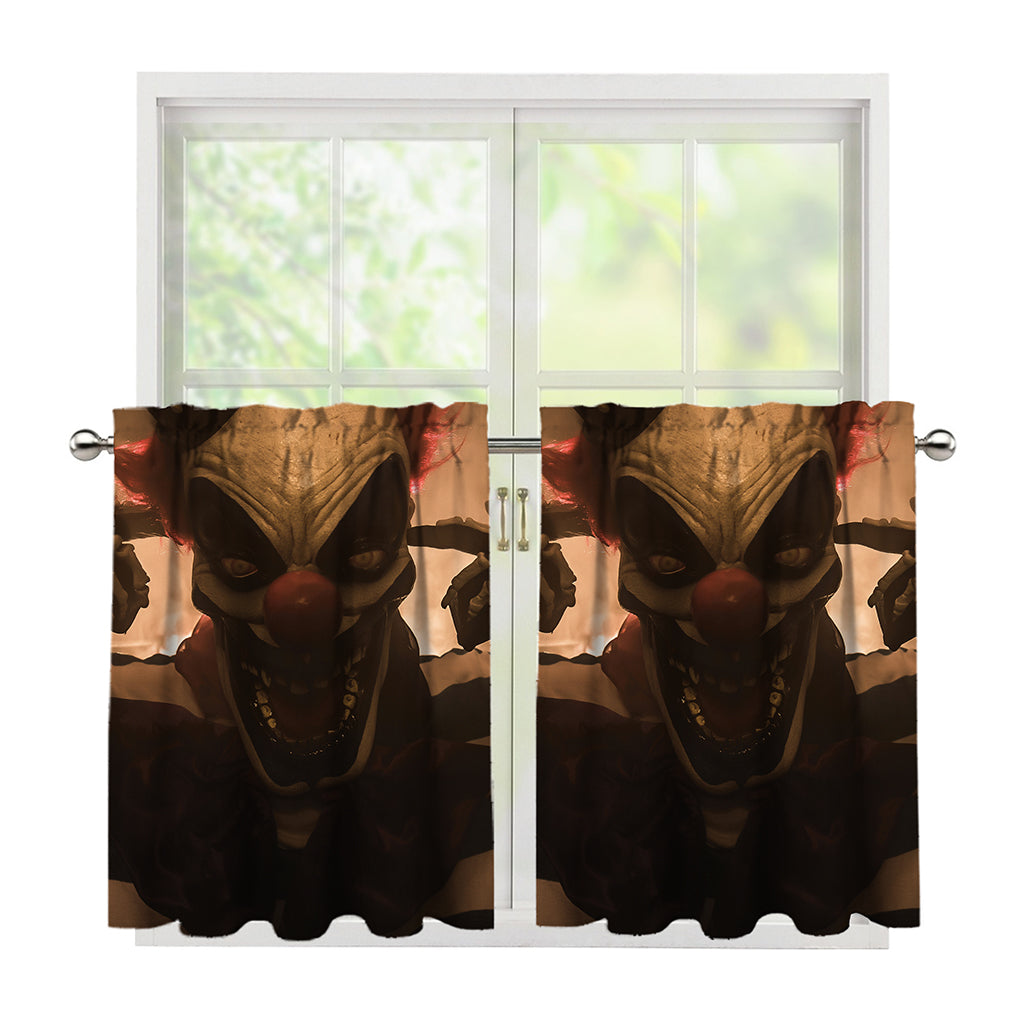 Scary Clown Print Tier Curtains