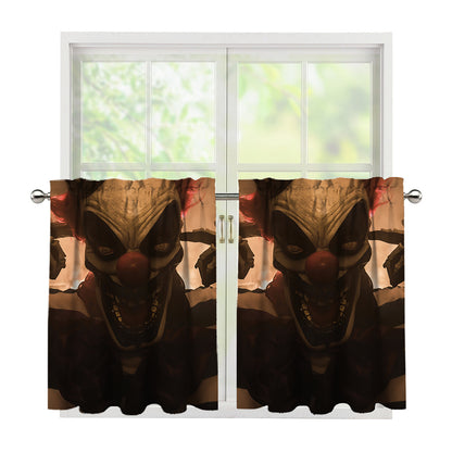 Scary Clown Print Tier Curtains