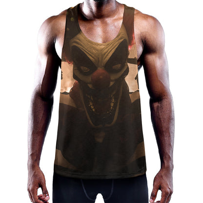 Scary Clown Print Training Tank Top