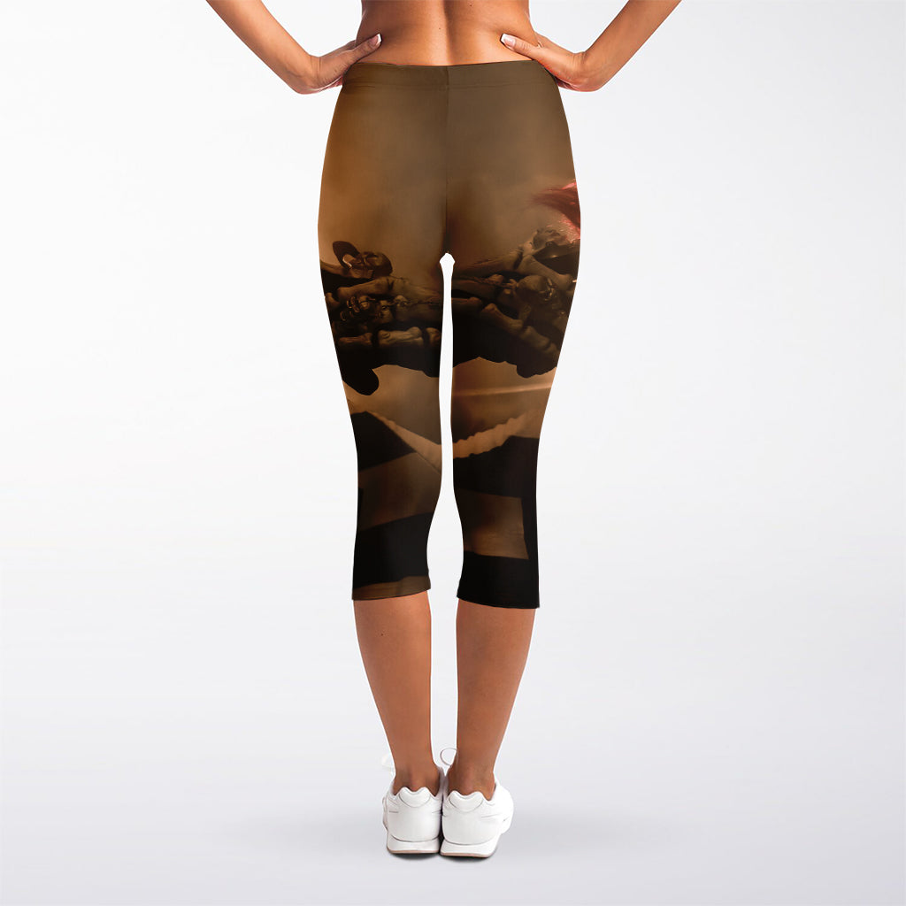 Scary Clown Print Women's Capri Leggings